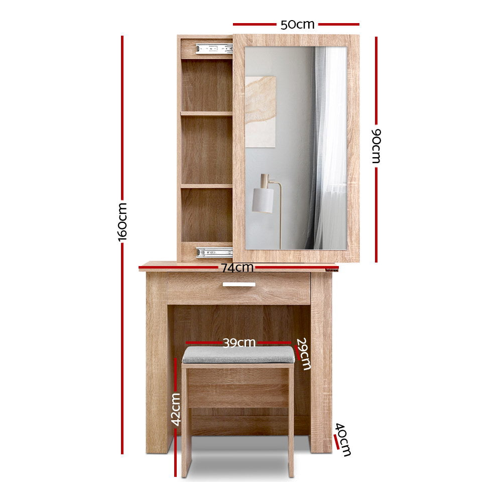 Artiss Dressing Table with Mirror and Stool Wood