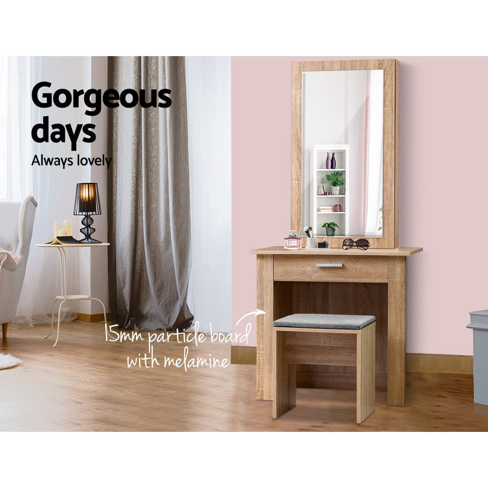 Artiss Dressing Table with Mirror and Stool Wood