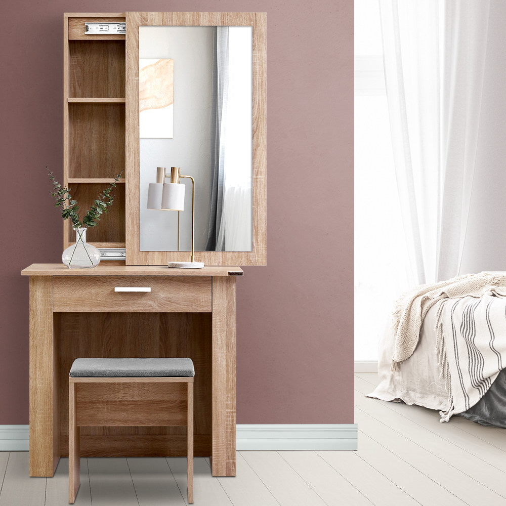 Artiss Dressing Table with Mirror and Stool Wood