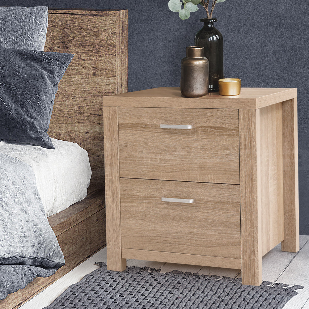 Artiss Bedside Table Beige Wood