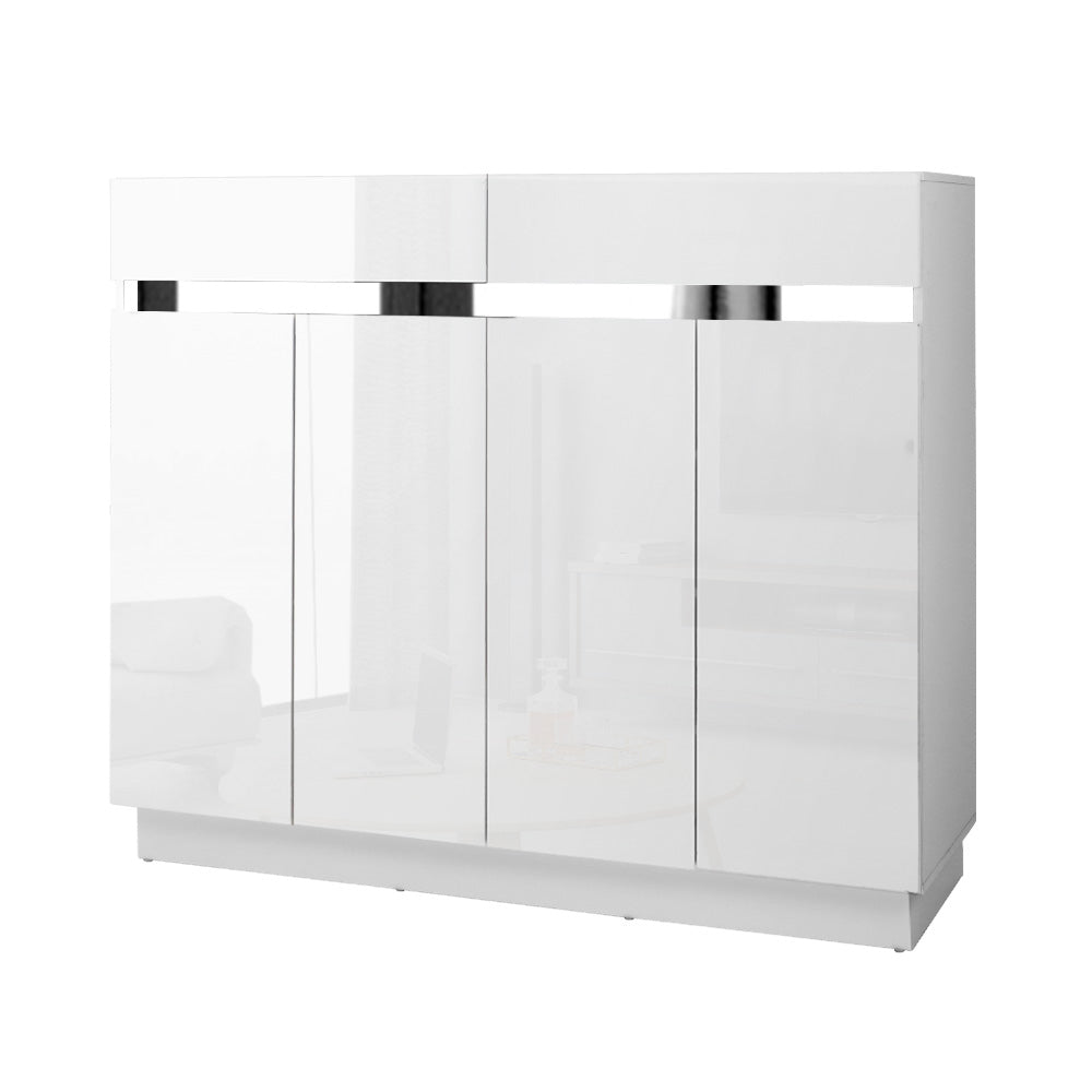 Artiss High Gloss Shoe Cabinet 120CM White