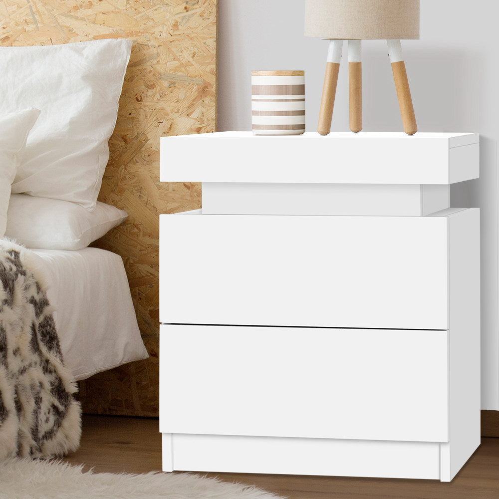 Artiss 2-drawer Chest Bedside Table White