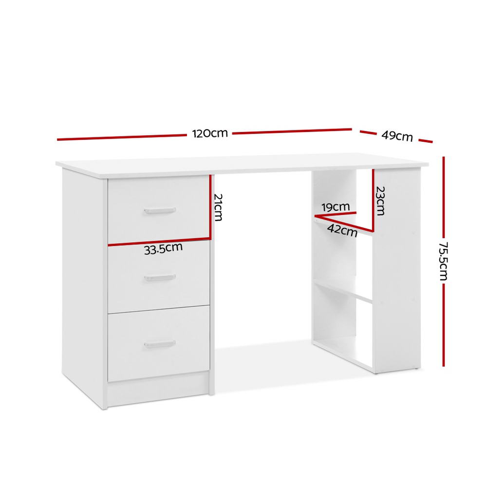 Artiss Office Desk with 3 Drawers Shelf 120CM