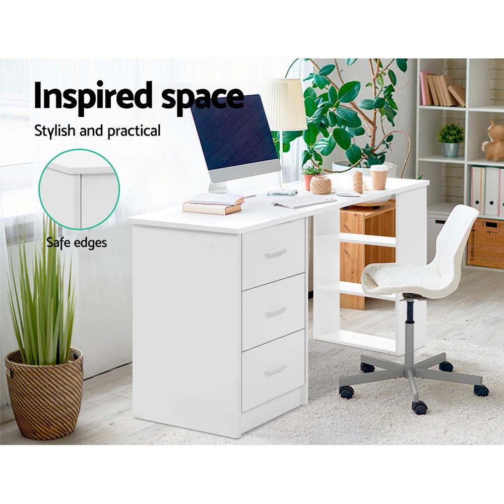 Artiss Office Desk with 3 Drawers Shelf 120CM