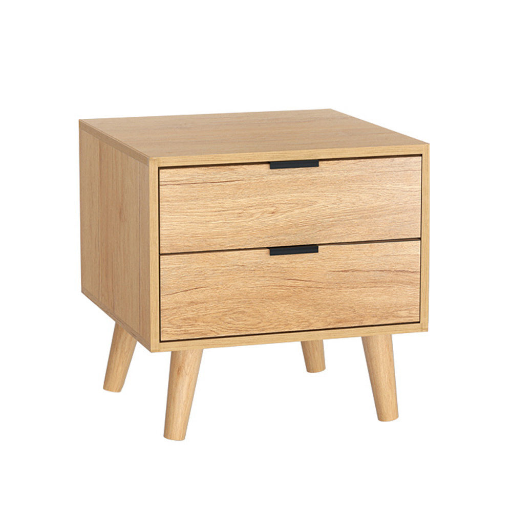 Artiss Bedside Table 2 Drawers Pine