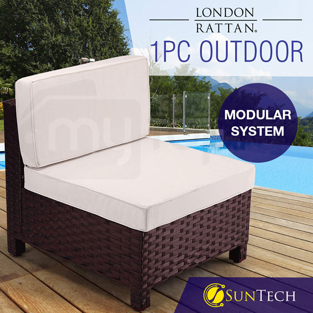 LONDON RATTAN 1pc Sofa Outdoor Furniture Setting Lounge Garden Cushion Couch