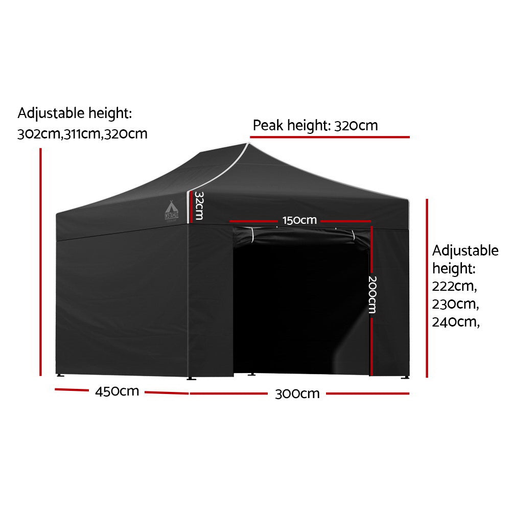 Instahut 3x4.5M Outdoor Gazebo - Black