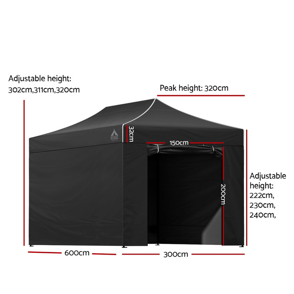 Instahut 3x6M Outdoor Gazebo Walls - Black