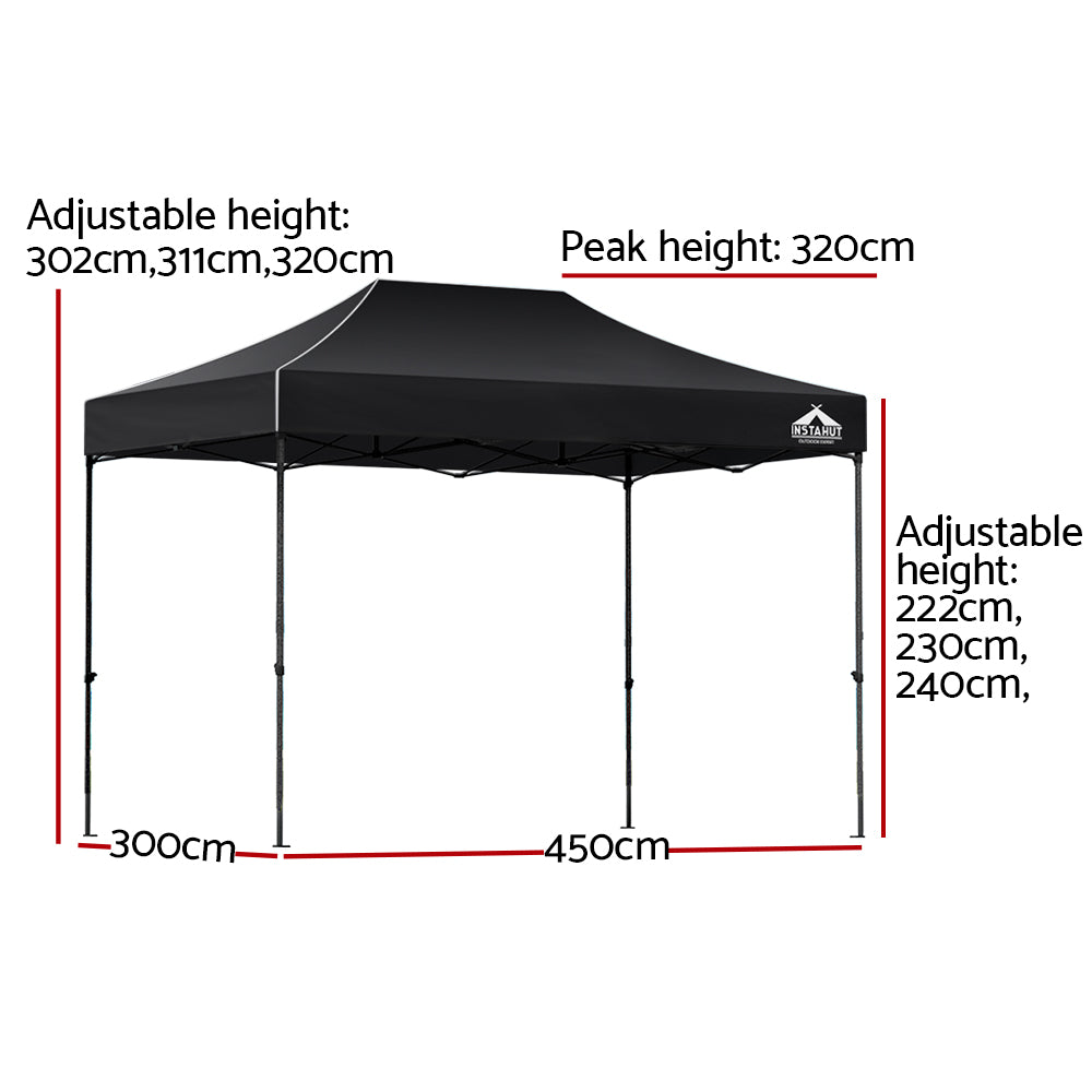 Instahut 3x4.5M Gazebo Pop Up - Black