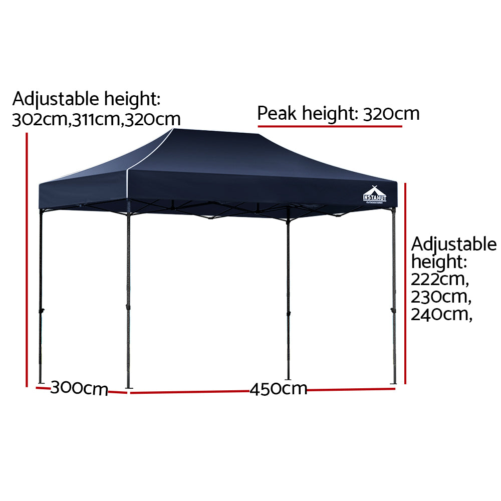 Instahut Gazebo Pop Up Marquee 3x4.5 Kit Navy