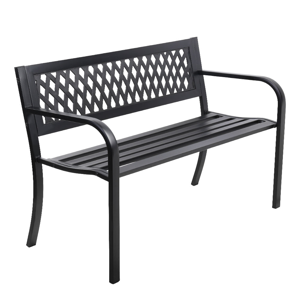 Gardeon Steel Modern Garden Bench Black