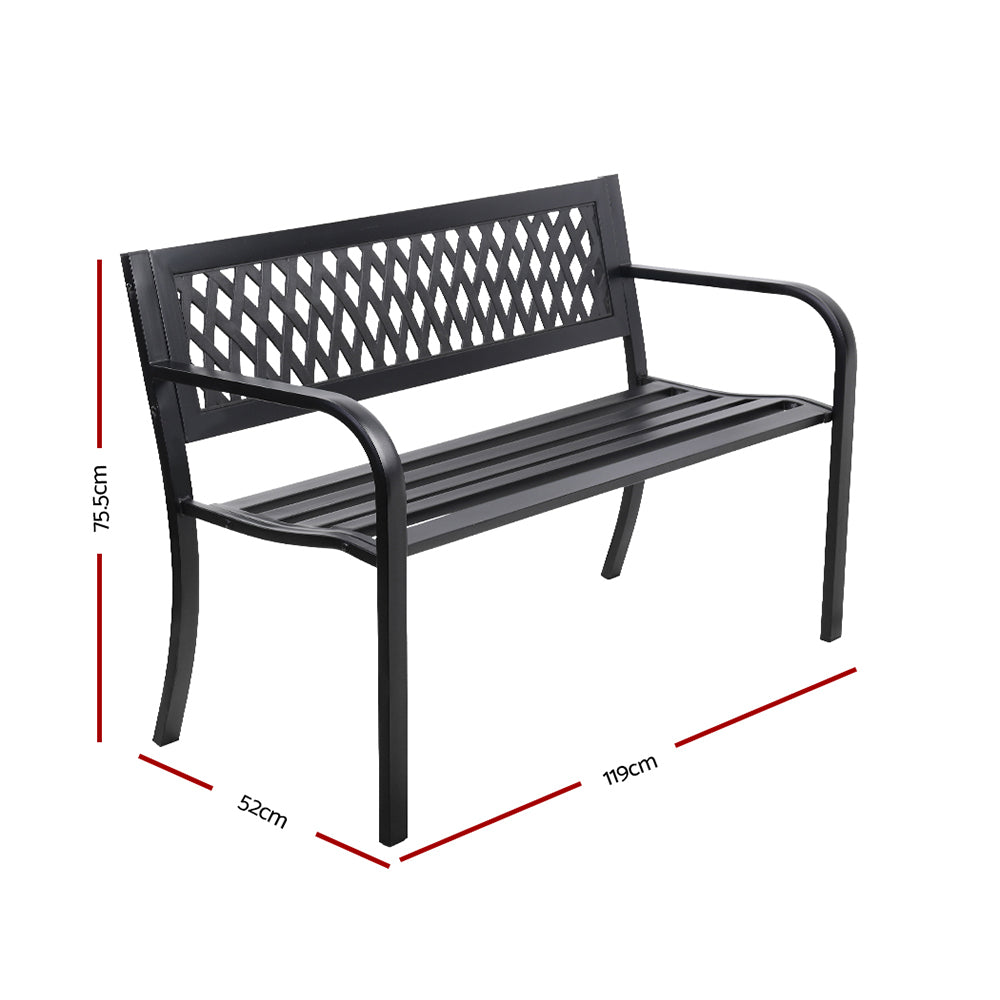 Gardeon Steel Modern Garden Bench Black