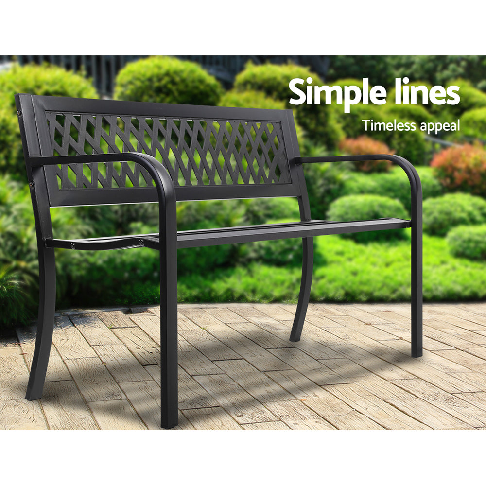 Gardeon Steel Modern Garden Bench Black