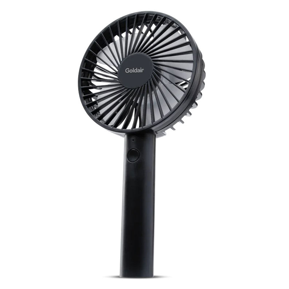 Goldair 3-Speed Rechargeable 10cm Handheld Fan w/ Base - Black