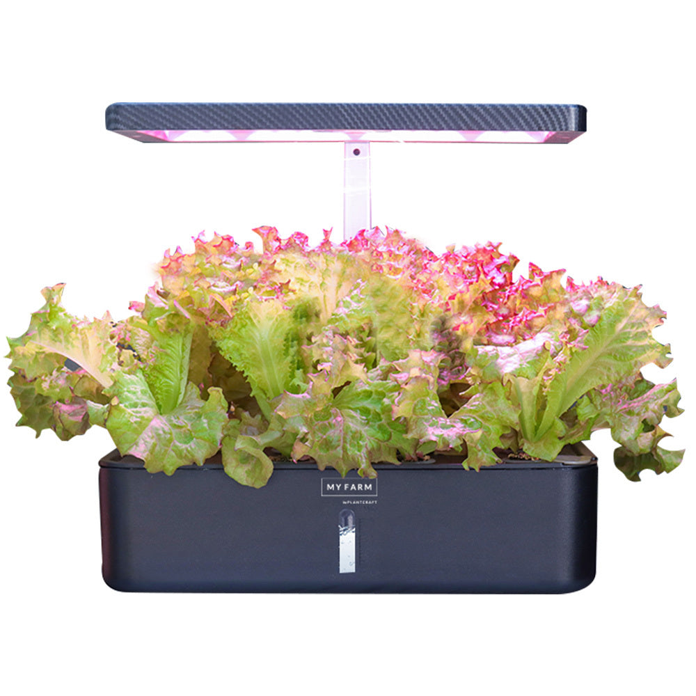 PLANTCRAFT 12 Pod Indoor Hydroponic Growing System, with Water Level Window &amp; Pump, Black