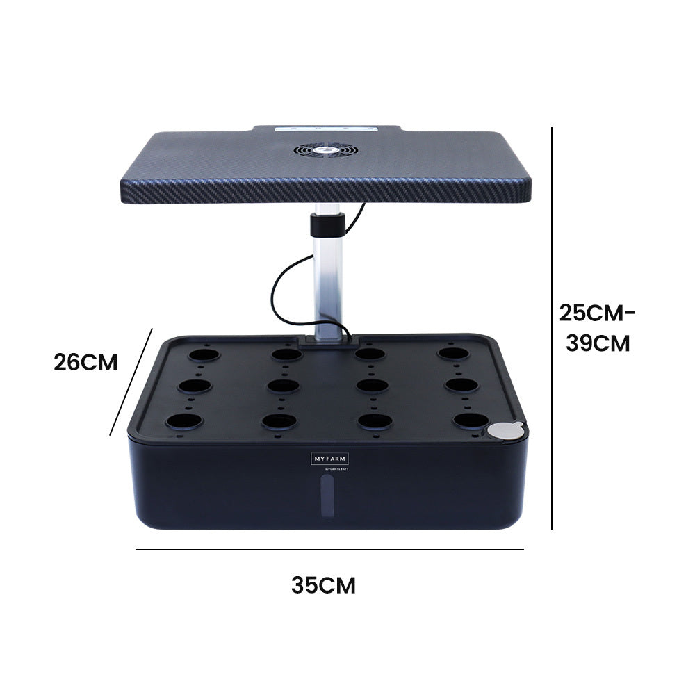 PLANTCRAFT 12 Pod Indoor Hydroponic Growing System, with Water Level Window &amp; Pump, Black