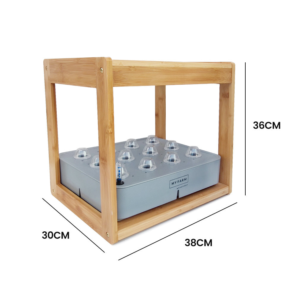 PLANTCRAFT 12 Pod Indoor Hydroponic Growing System with Bamboo Frame &amp; LED Lights