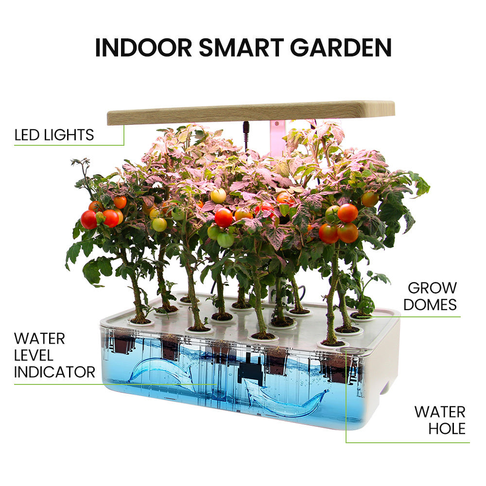 PLANTCRAFT 12 Pod Indoor Hydroponic Growing System, with Water Level Window &amp; Pump, White