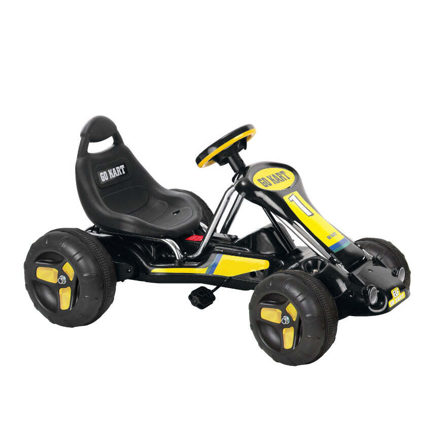 Lenoxx Pedal Powered Go-Kart for Children (Black) Ride &amp; Steer/ 4-Wheel Vehicle