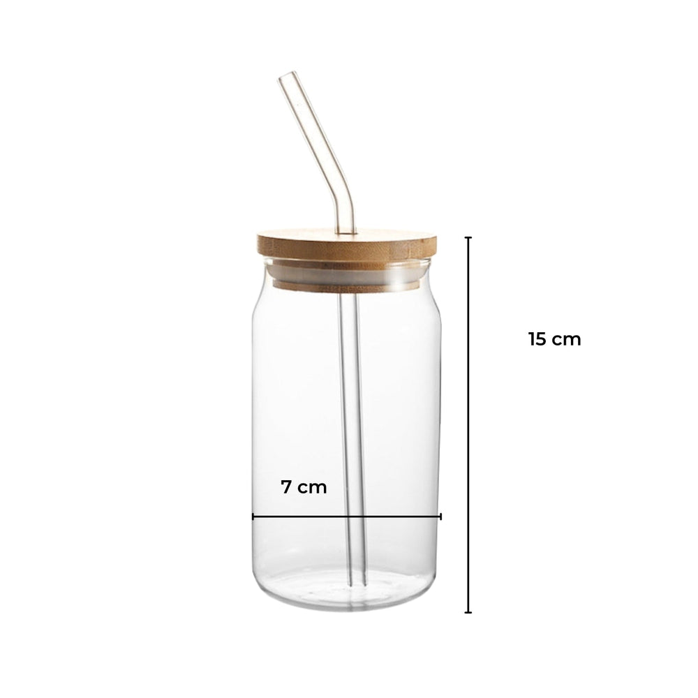 GOMINIMO 16Oz 6 Pieces Clear Drinking Glasses with Bamboo Lids and Glass Straw