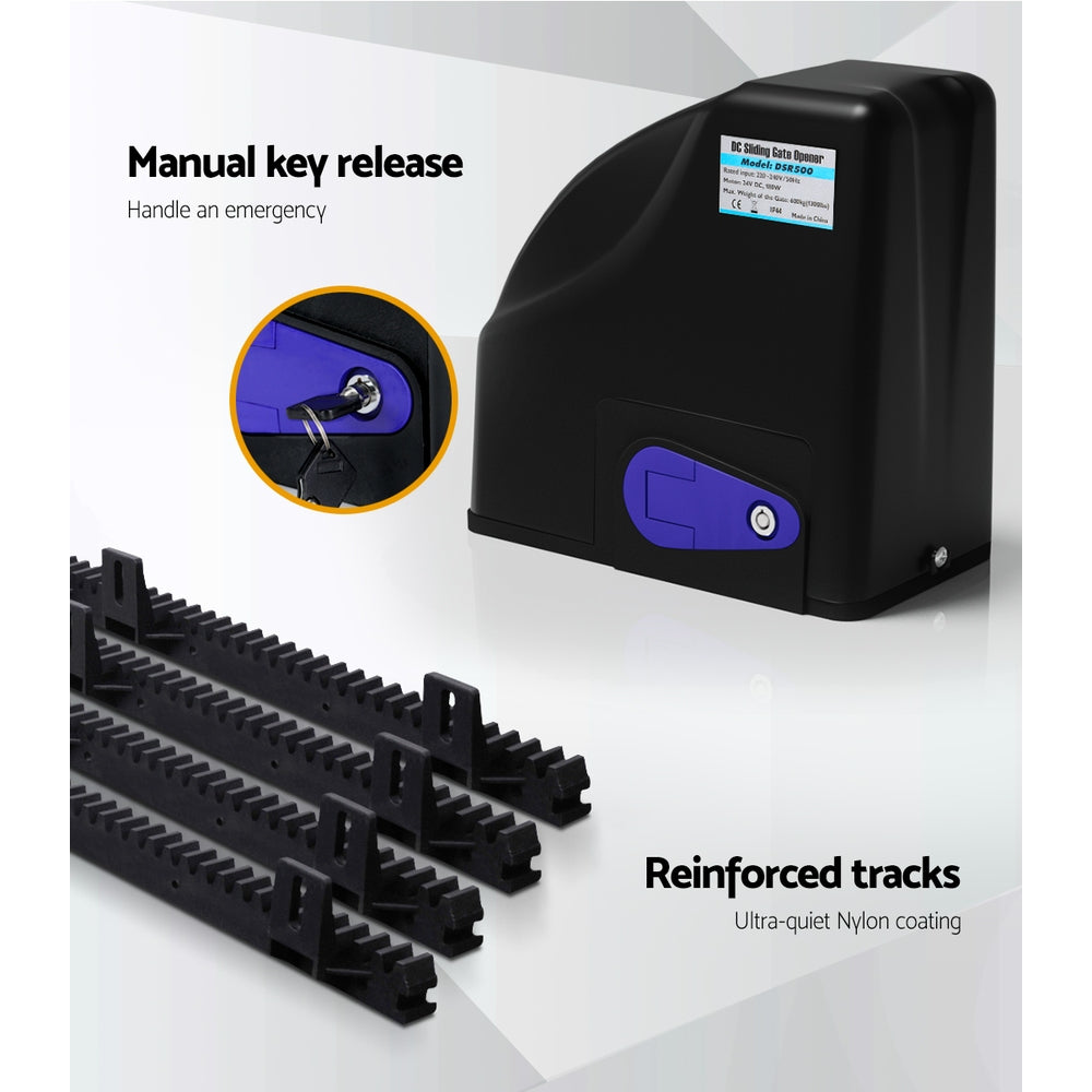 Lockmaster Automatic Sliding Gate Opener Kit 10W Solar 4M 600KG