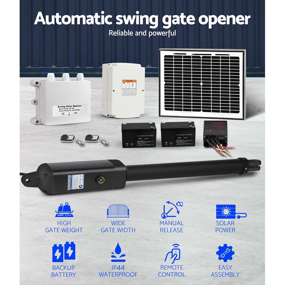 LockMaster Swing Gate Automatic Full Solar Power Kit 600KG