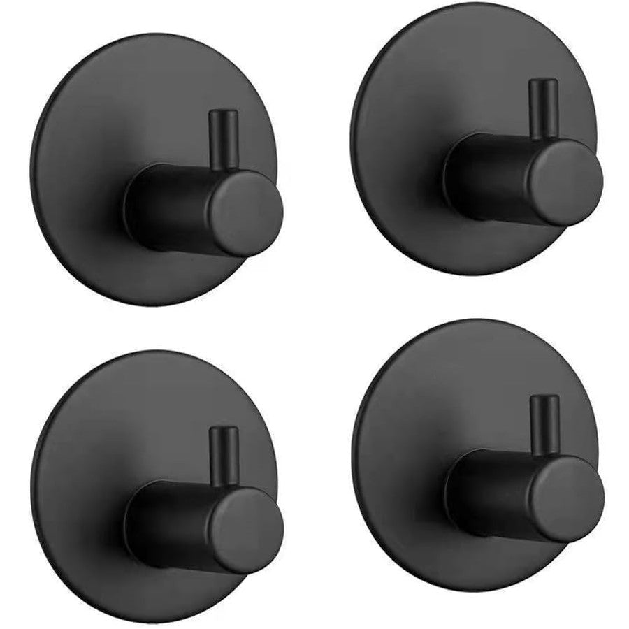 GOMINIMO Round Stainless Steel Wall Hook 4pcs (Black) GO-WH-100-NJ