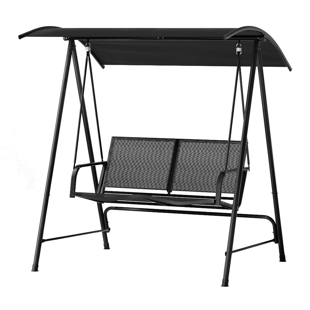 Gardeon Outdoor Swing Chair 2 Seater Black