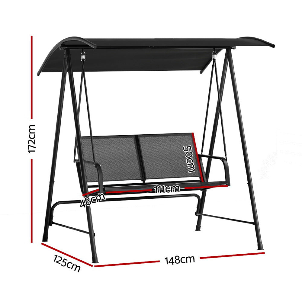 Gardeon Outdoor Swing Chair 2 Seater Black