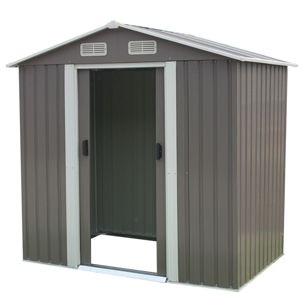 Wallaroo 4ft x 6ft Garden Shed Spire Roof Outdoor Storage - Grey