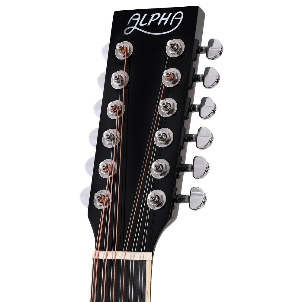 Alpha 42 Inch Acoustic Guitar 12 Strings with Equaliser Electric Output Black