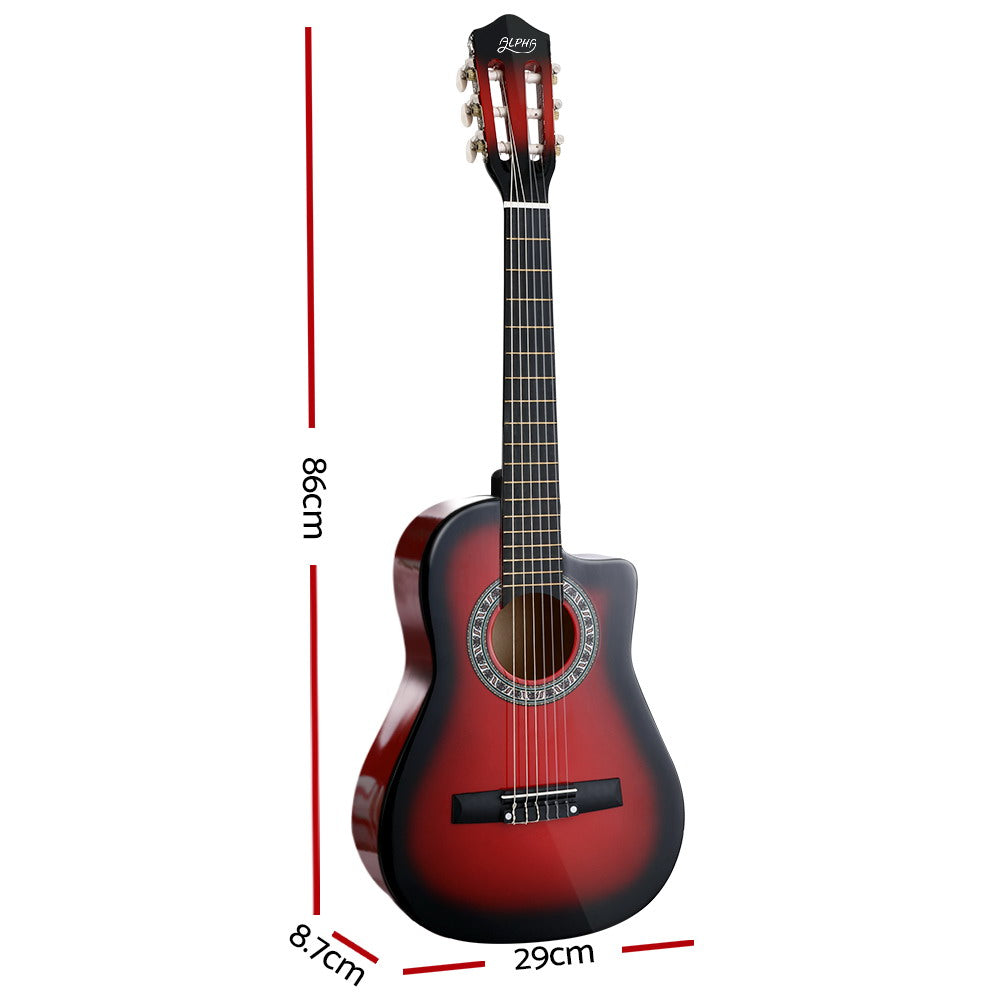 Alpha 34 Inch Kids Acoustic Guitar Red