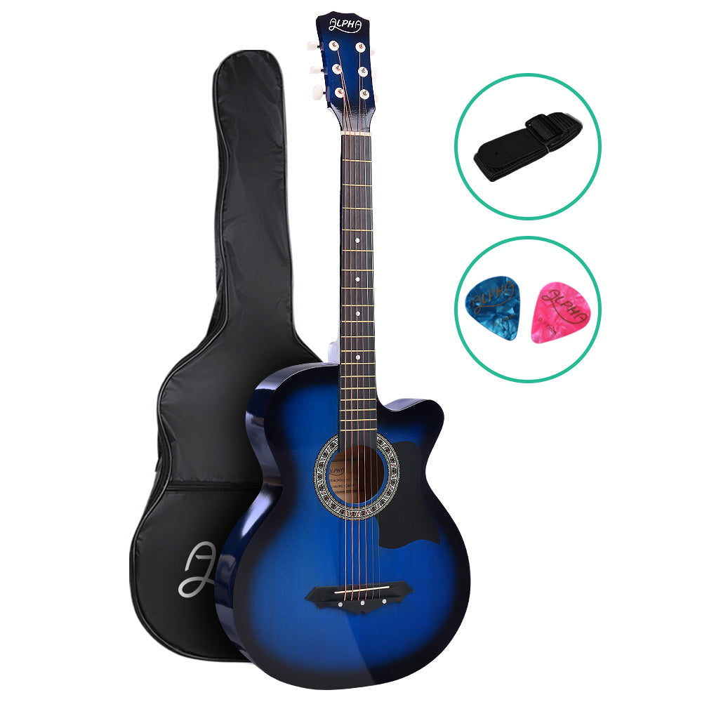 Alpha 38 Inch Acoustic Guitar Blue