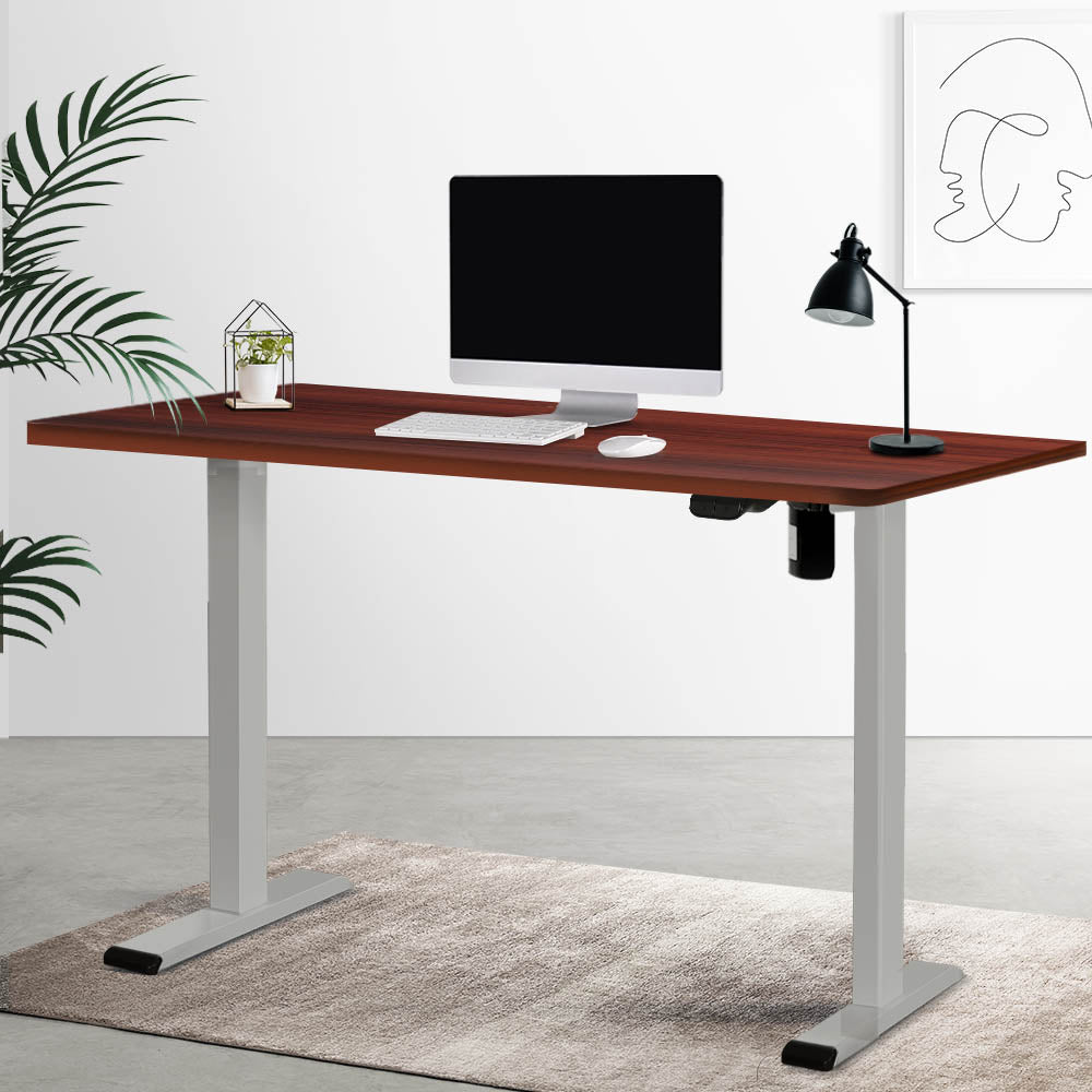 Artiss Electric Standing Desk Grey &amp; Walnut 140CM