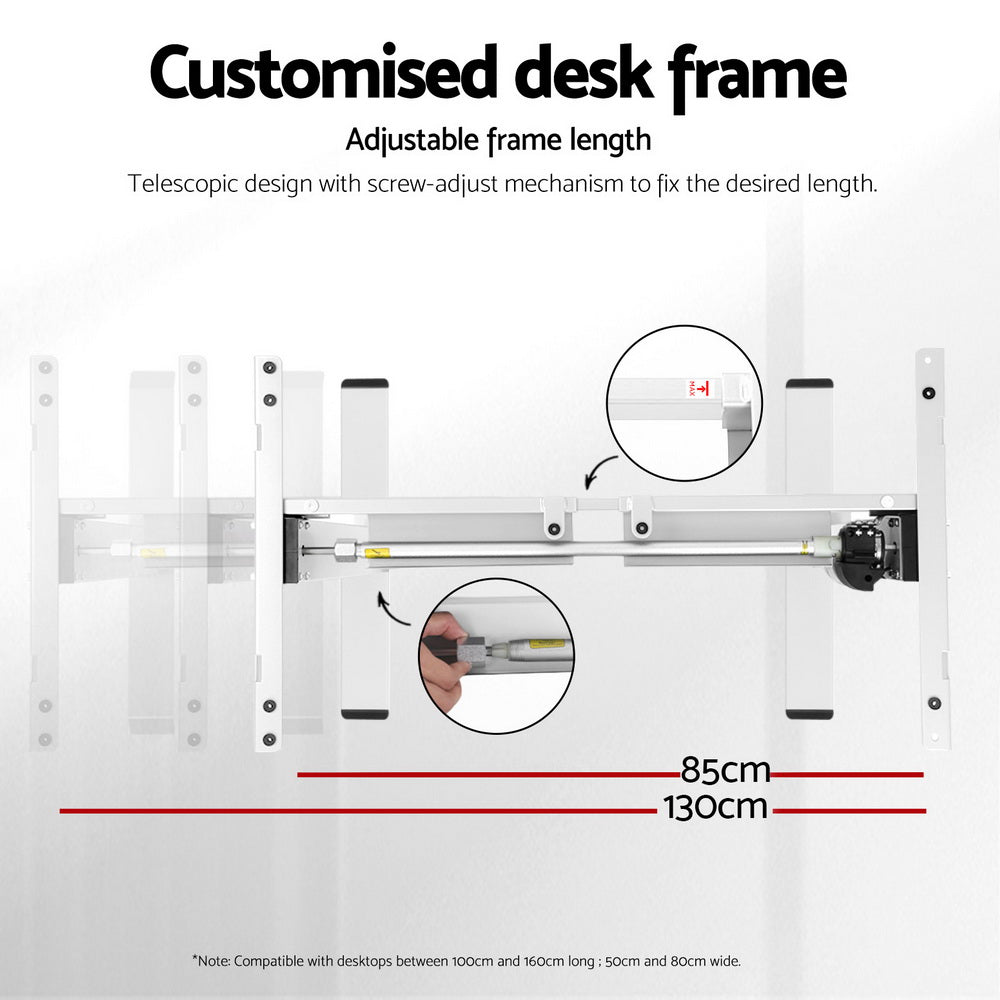 Artiss Standing Desk Motorised Frame Only White