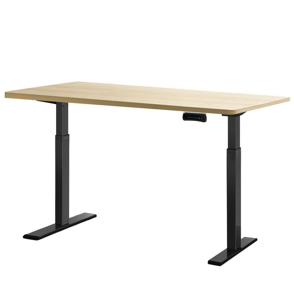 Artiss Sit Stand Desk Motorised Black &amp; Oak 140CM