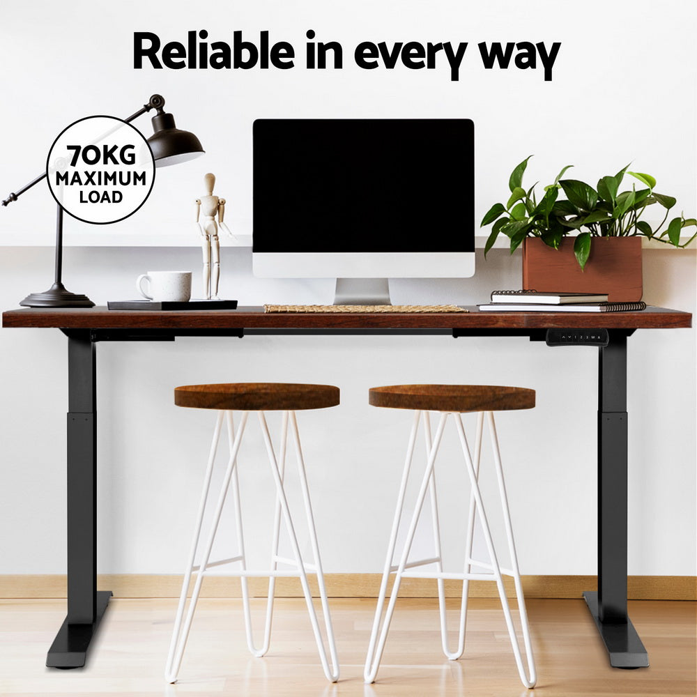 Artiss Sit Stand Desk Motorised Black &amp; Brown 140cm