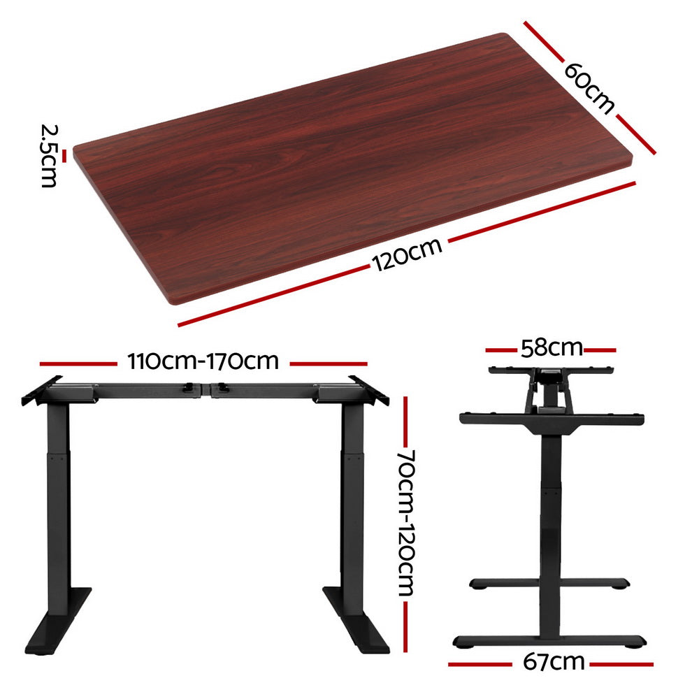 Artiss Sit Stand Desk Motorised Black &amp; Walnut