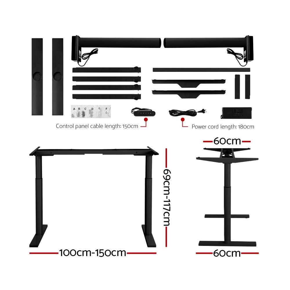 Artiss Standing Desk Black &amp; Brown 140CM