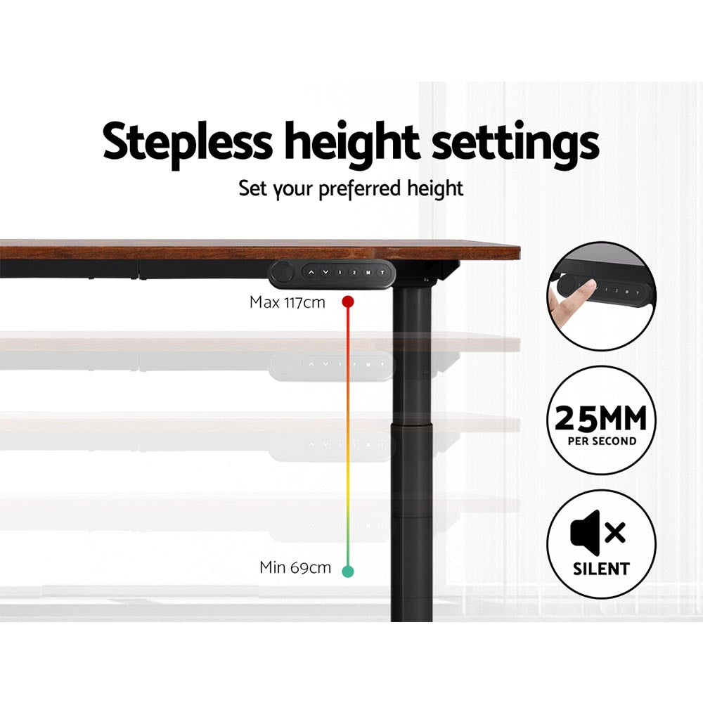 Artiss Standing Desk Black &amp; Brown 140CM