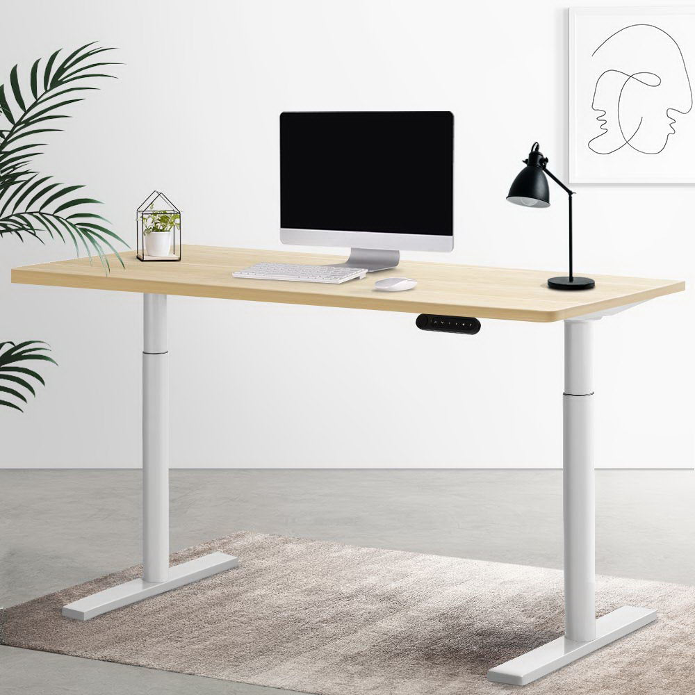 Artiss Standing Desk White &amp; Oak 140CM