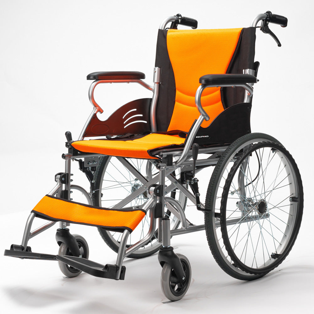 Aluminum Folding Wheelchair, 20&quot; Rear wheels Orange