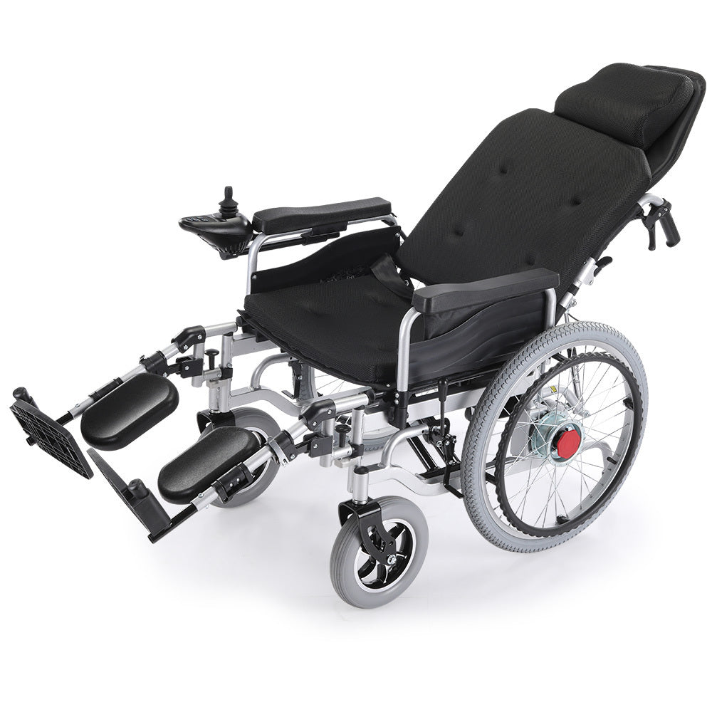 EQUIPMED Power Electric Wheelchair, Wide Bariatric Chair, Comfortable for S-XL, Long Range, Recline Adjustment, Lithium Battery, 22&#39;&#39; Wheels, Headrest, Folding