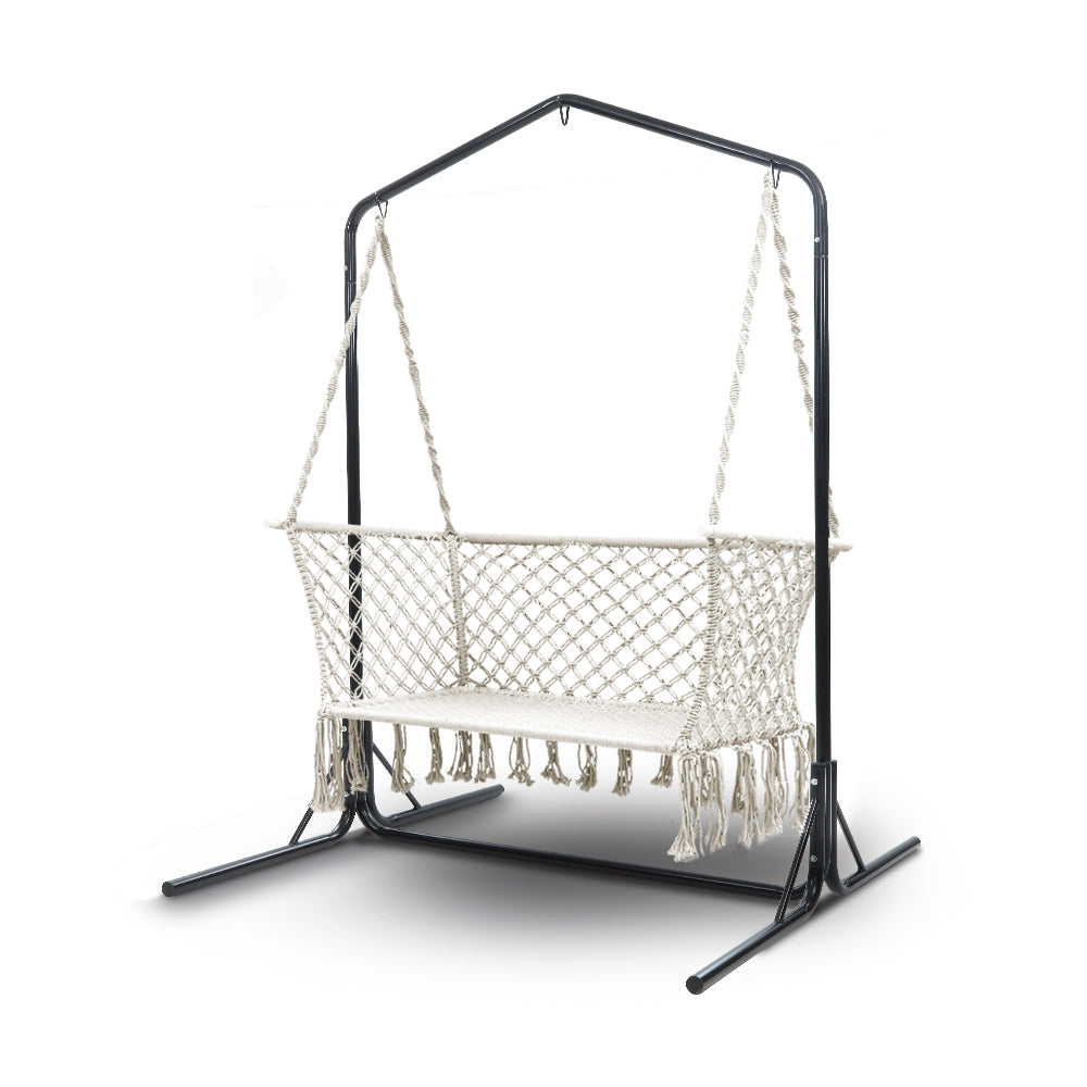 Gardeon Double Swing Hammock Chair with Stand - Cream