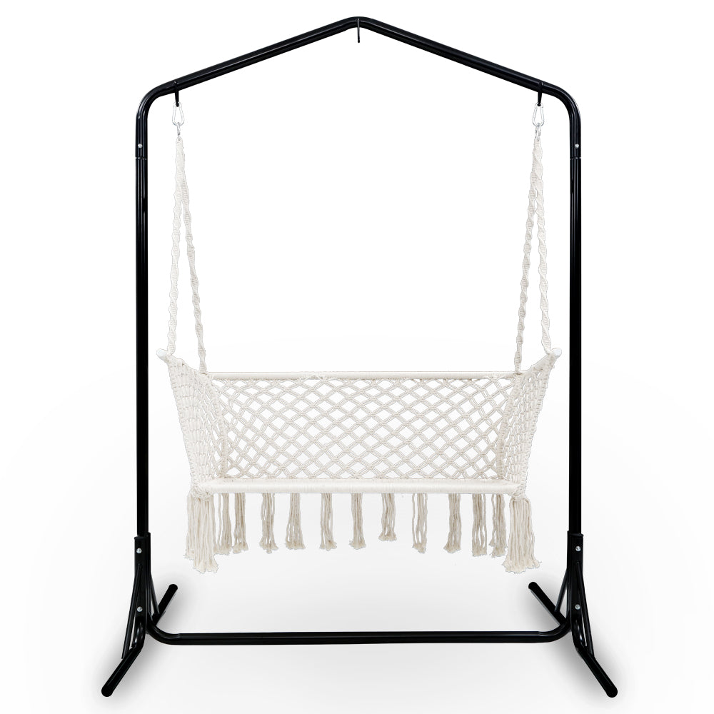 Gardeon Double Swing Hammock Chair with Stand - Cream