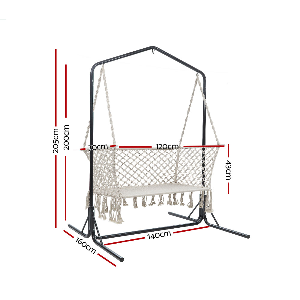 Gardeon Double Swing Hammock Chair with Stand - Cream