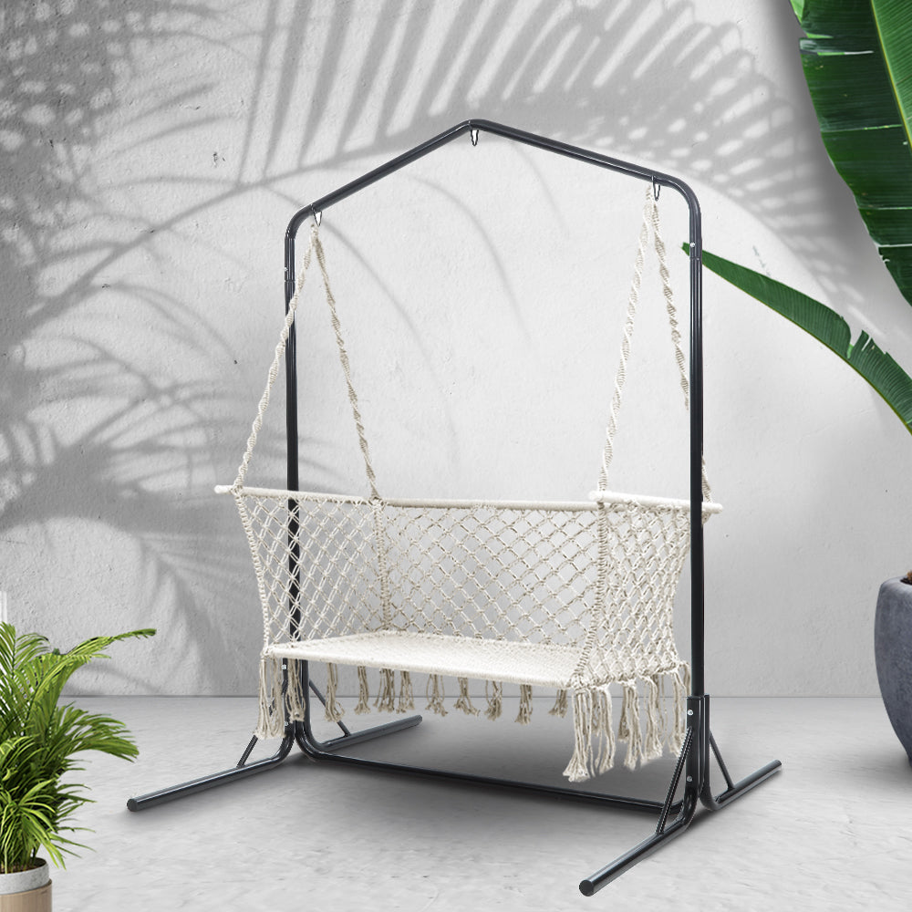 Gardeon Double Swing Hammock Chair with Stand - Cream