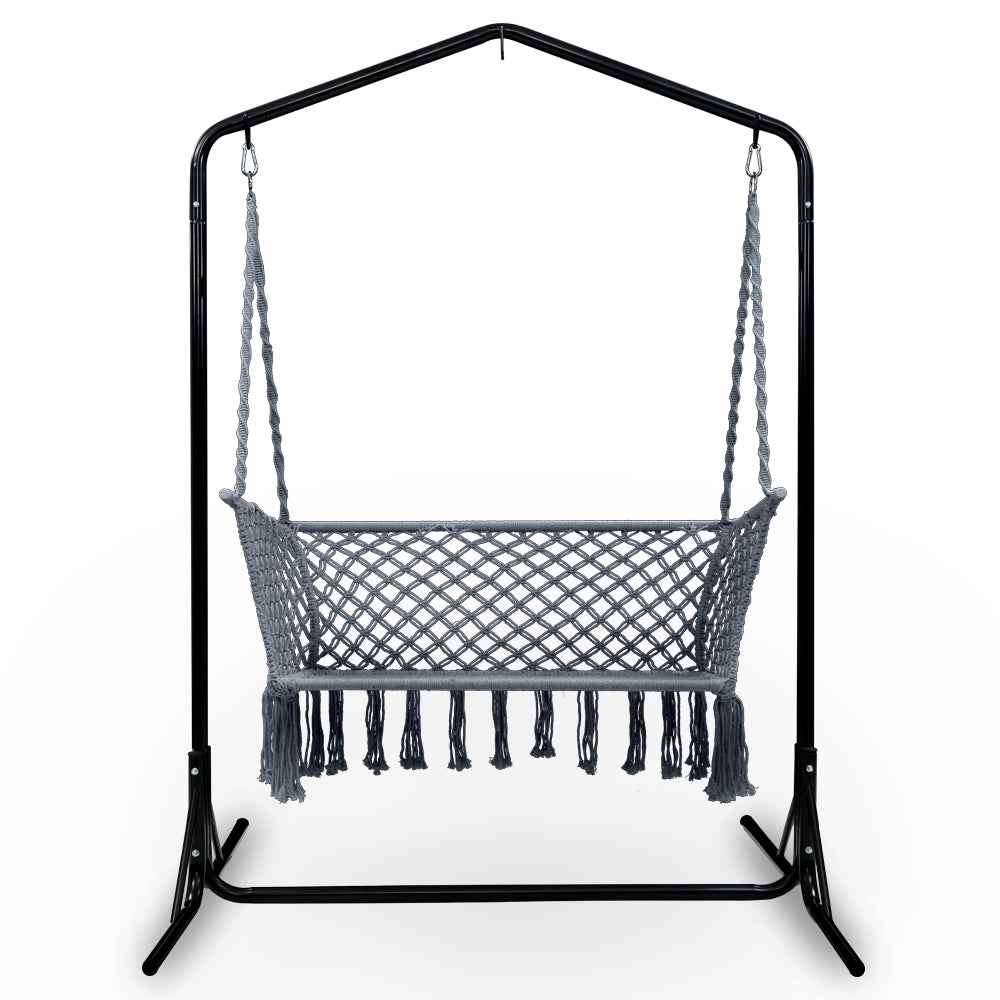 Gardeon Double Swing Hammock Chair with Stand - Grey