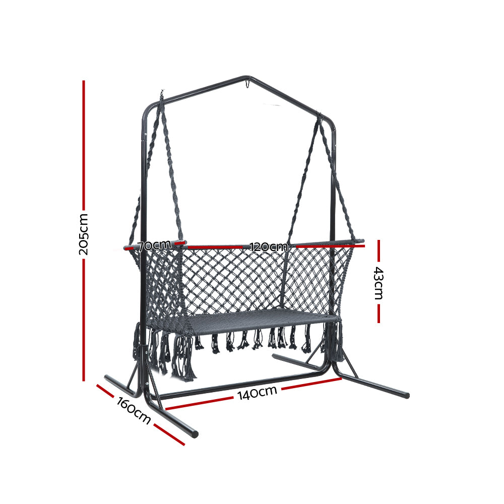 Gardeon Double Swing Hammock Chair with Stand - Grey