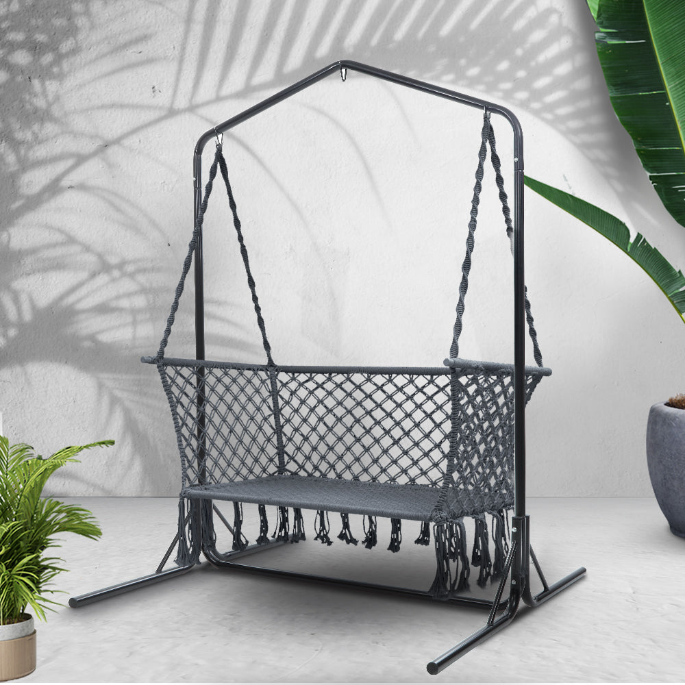 Gardeon Double Swing Hammock Chair with Stand - Grey